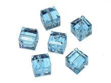 Load image into Gallery viewer, Wholesale Genuine Swarovski 5601 4mm Aquamarine Cube Beads, Choose Package Size - BeadPrism