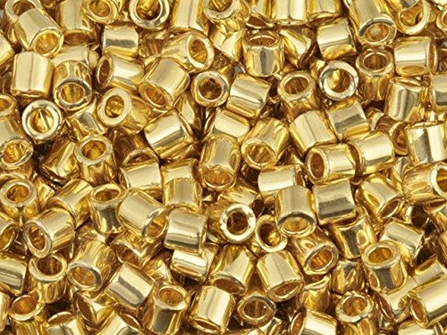 Pack of 25 gram Bright Gold 24K Plated  Delicas 8/0 Seed Beads Wholesale - BeadPrism