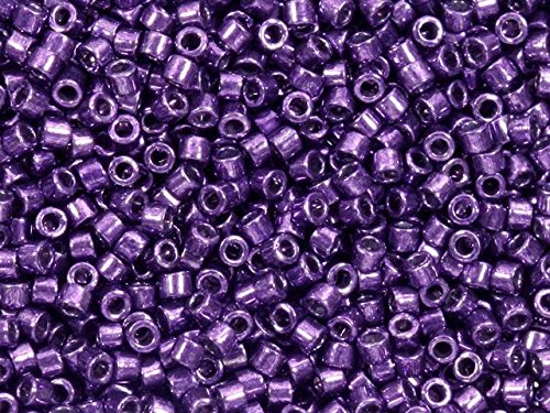 Pack of 50 gram Galvanized Dark Purple  Delicas 8/0 Seed Beads Wholesale - BeadPrism