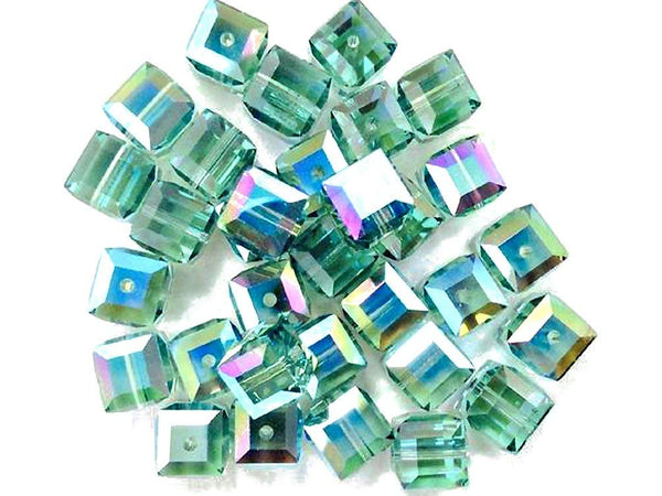 Wholesale Genuine Swarovski 5601 4mm Erinite AB Cube Beads, Choose Package Size - BeadPrism