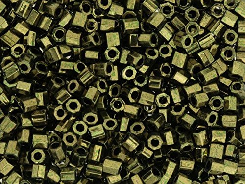 Pack of 50 gram 8/0 METALLIC Olive  HEX CUT Miyuki Delicas Seed Beads Wholesale - BeadPrism