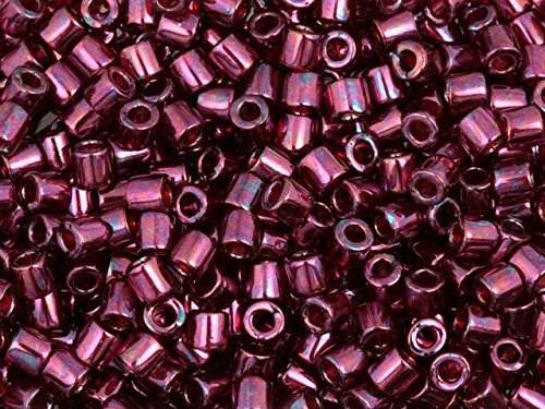 Pack of 50 gram Transparent Luster Red Metallic  Delicas 8/0 Seed Beads Wholesale - BeadPrism