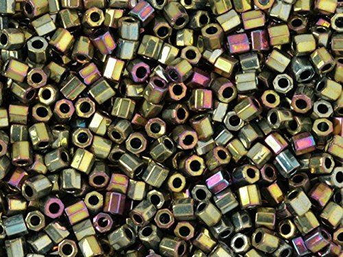 Pack of 50 gram 8/0 METALLIC Purple Gold  HEX CUT Miyuki Delicas Seed Beads Wholesale - BeadPrism