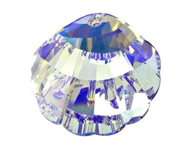 Swarovski Crystal, 2 Pieces, #6723 Sea Shell Pendant 16mm, Crystal AB, Wholesale - BeadPrism