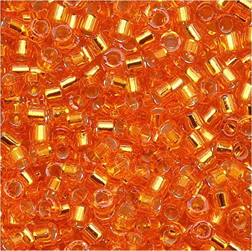 Pack of 50 gram SILVER LINED ORANGE  Miyuki Delicas 11/0 Seed Beads Wholesale - BeadPrism