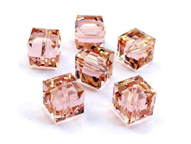 Wholesale Genuine Swarovski 5601 6mm Vintage Rose Cube Beads, Choose Package Size - BeadPrism