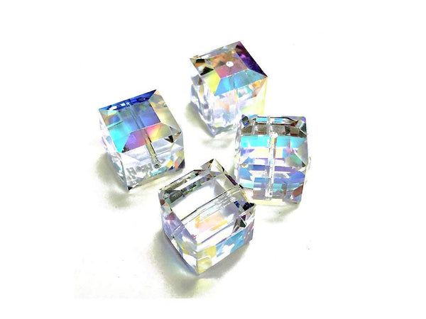 Wholesale Genuine Swarovski 5601 6mm Crystal AB Cube Beads, Choose Package Size - BeadPrism