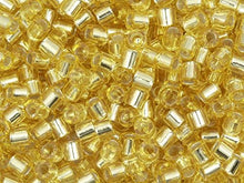Load image into Gallery viewer, Pack of 50 gram SILVER LINED Gold  Delicas 8/0 Seed Beads Wholesale - BeadPrism