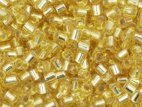 Pack of 50 gram SILVER LINED Gold  Delicas 8/0 Seed Beads Wholesale - BeadPrism
