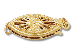 14K Gold - Pearl Clasp Filigree 17x6mm