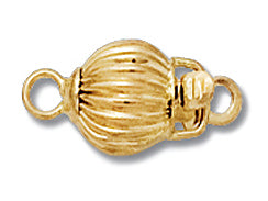 14K Gold - Clasp 6mm Corrugated Bead