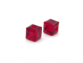 Wholesale Genuine Swarovski 5601 6mm Siam Cube Beads, Choose Package Size - BeadPrism