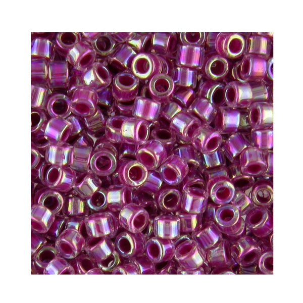 Pack of 50 gram LINED MAGENTA AB  Miyuki Delicas 11/0 Seed Beads Wholesale - BeadPrism