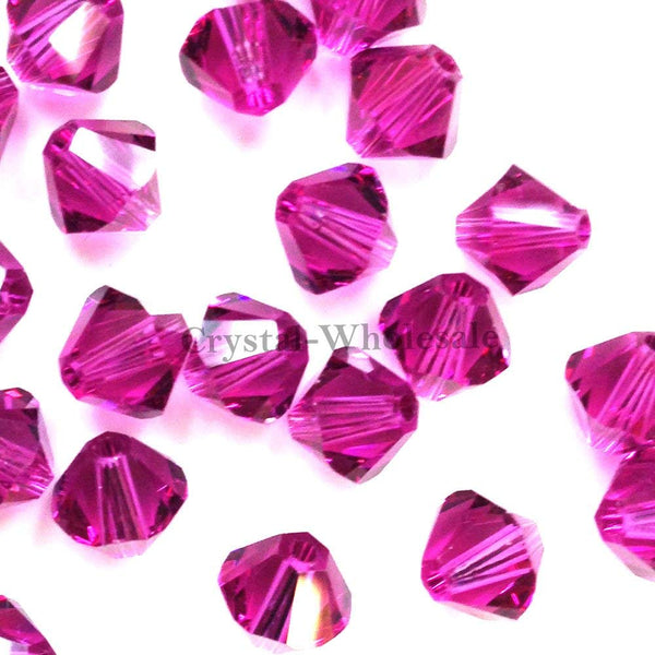Swarovski Crystal, #5328 Bicone Beads 3mm, Fuchsia, Wholesale Packs - BeadPrism