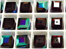 Wholesale Genuine Swarovski 5601 8mm Garnet AB Cube Beads, Choose Package Size - BeadPrism
