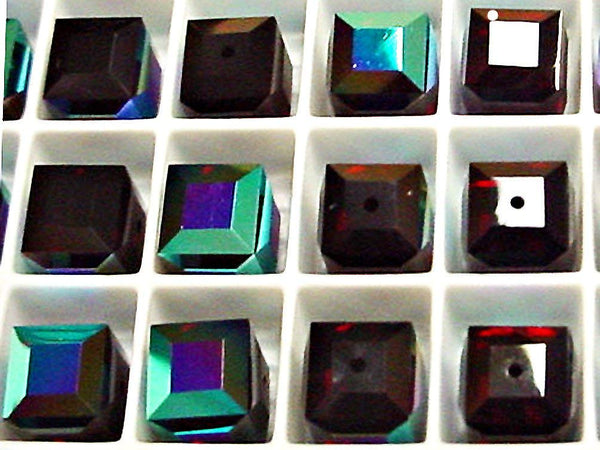 Wholesale Genuine Swarovski 5601 8mm Garnet AB Cube Beads, Choose Package Size - BeadPrism