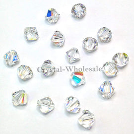 Swarovski Crystal, #5328 Bicone Beads 3mm, Crystal AB, Wholesale Packs - BeadPrism