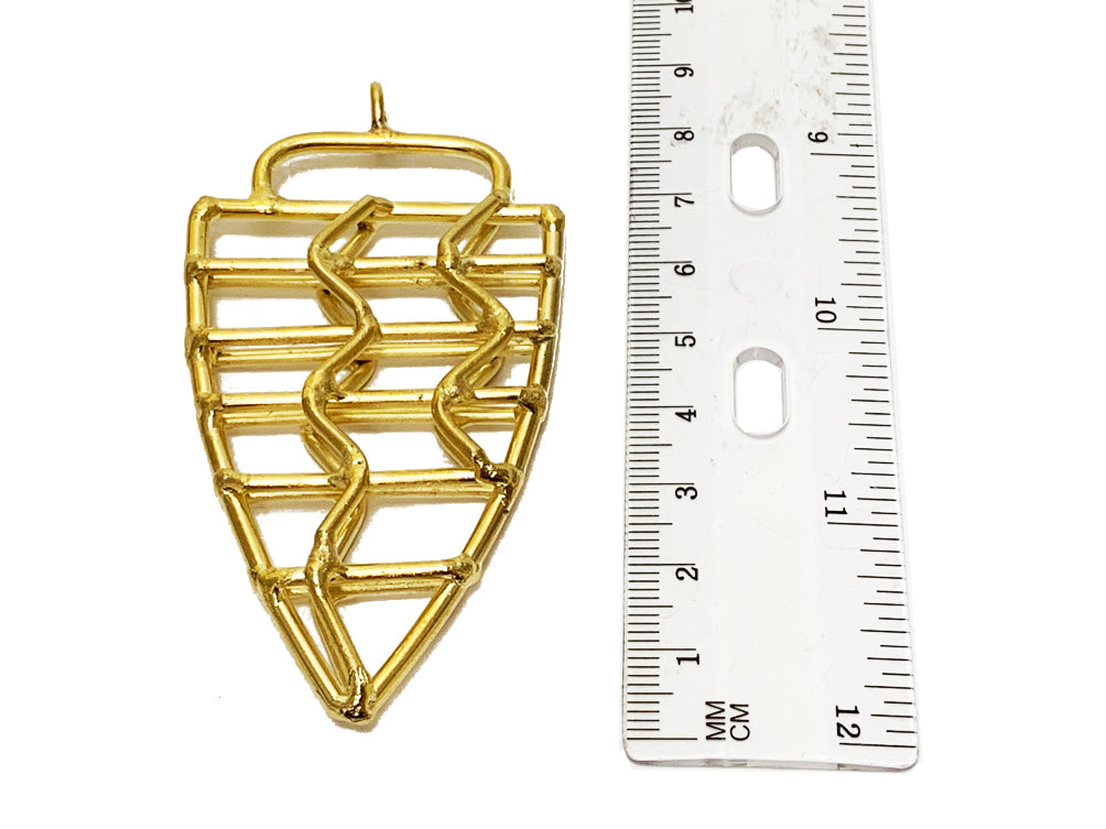 Gold Arrowhead Handmade Pendant 3.2 inch Approx. 83mm x 44mm x 9mm Approx 3.5mm Hole - AP483 - BeadPrism