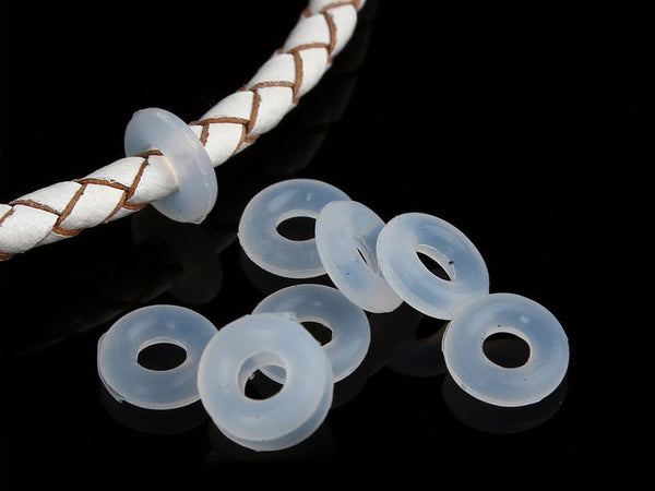 100Pcs Silicone Rubber Stoppers Ring CLEAR Bead Charms Bracelets 4mm for Use Alone Or with Clip Lock - BeadPrism