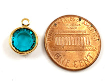 Load image into Gallery viewer, 1pc 8mm Stone Swarovski Birthstone Channel Charms Gold Plated, Choose your COLOR, 9x12mm CC8G-XX - BeadPrism