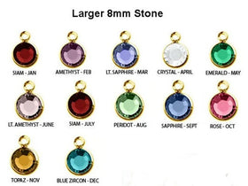 12 Pcs 8mm Stone Swarovski Birthstone Crystal Charms, Gold Plated, 1 of ea month - CC8G-SET12