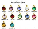 1pc 8mm Stone Swarovski Birthstone Channel Charms Gold Plated, Choose your COLOR, 9x12mm CC8G-XX