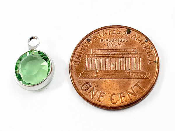 1 pc 8mm Stone Swarovski Birthstone Channel Charms Silver Plated - Choose your COLOR, 9x12mm CC8S - BeadPrism