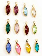 Load image into Gallery viewer, 12Pcs Marquis Swarovski Birthstone Charms Gold Plated Bezel 1 of each month -CCMG-SET12