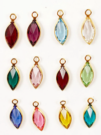 12Pcs Marquis Swarovski Birthstone Charms Gold Plated Bezel 1 of each month -CCMG-SET12