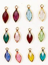 Load image into Gallery viewer, 60Pcs Marquis Swarovski Birthstone Charms Gold Plated Bezel 5 of each month -CCMG-SET60