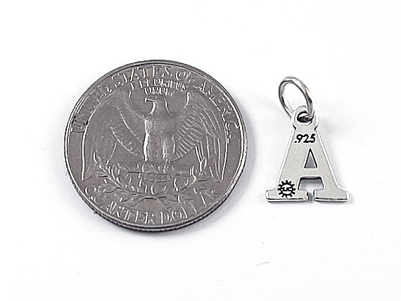 Sterling Silver Alphabet Letter Charm - A