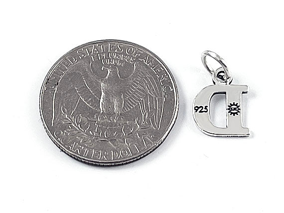 Sterling Silver Alphabet Letter Charm - D
