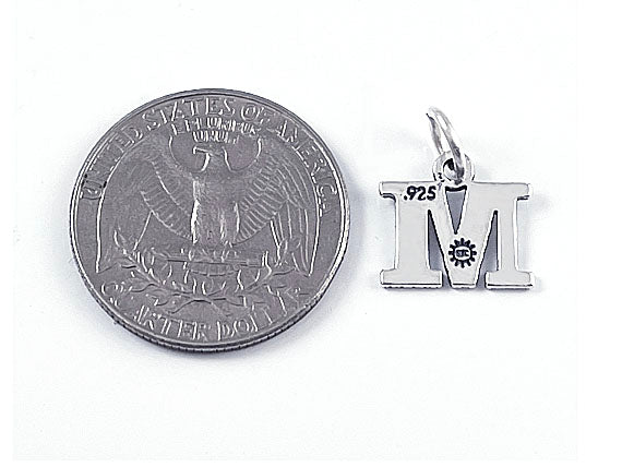 Sterling Silver Alphabet Letter Charm - M
