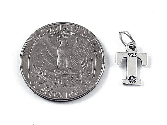 Sterling Silver Alphabet Letter Charm - T