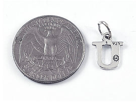 Sterling Silver Alphabet Letter Charm - U