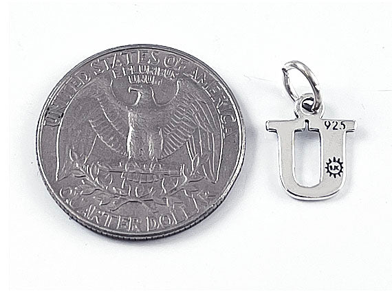 Sterling Silver Alphabet Letter Charm - U