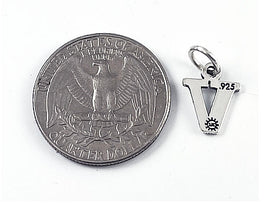 Sterling Silver Alphabet Letter Charm - V