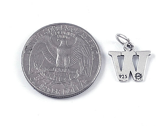 Sterling Silver Alphabet Letter Charm - W