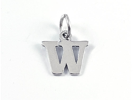 Sterling Silver Alphabet Letter Charm - W