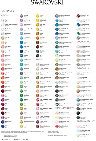 Swarovski Create Your Style Flat Backs Color Chart - BeadPrism