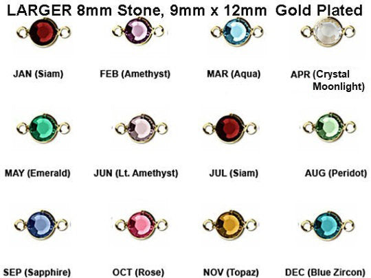 60Pcs 8mm Set Swarovski Birthstone Crystal Connector 2 Loops Gold Plated 5 of ea month - CLK8G-SET60