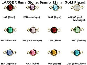 1 LARGER 8mm Stone Swarovski Birthstone Channel Link Connector Gold Plated - Choose your COLOR