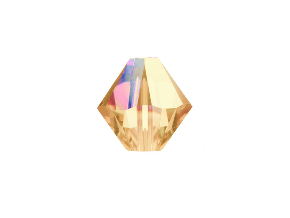 Swarovski Crystal, #5328 Bicone Beads 3mm, Crystal AB Golden Shadow, Wholesale Packs - BeadPrism