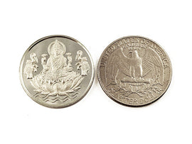 Laxmi Coin 999 Pure Silver Coin hallmarked 999 5Gm Silver Coin Hindu Religous 25mm/1