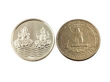 Load image into Gallery viewer, Lakshmi Ganesh 999 Pure Silver Coin hallmarked 999 5Gm Coin Hindu Religous Coin 25mm/1" Shubh Labh - BeadPrism