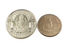 Load image into Gallery viewer, Laxmi Ganesh 999 Pure Silver Coin hallmarked 999 10 Gm Silver Om Coin Hindu Religious 32mm 1.25" - BeadPrism