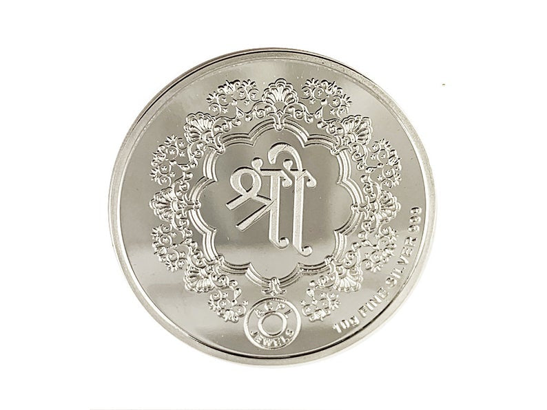 Laxmi Lakshmi 999 Pure Silver Coin hallmarked 999 10 Gm Silver Coin Hindu Religious Coin 32mm 1.25" - BeadPrism