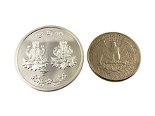 Load image into Gallery viewer, Laxmi Ganesh 999 Pure Silver Coin hallmarked 999 10 Gm Silver Hindu Religious 32mm 1.25" Shubh Labh - BeadPrism