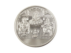 Lakshmi Ganesh Saraswati 999 Pure Silver Coin hallmarked 999 20 Gm Hindu Religious Coin 32mm 1.25