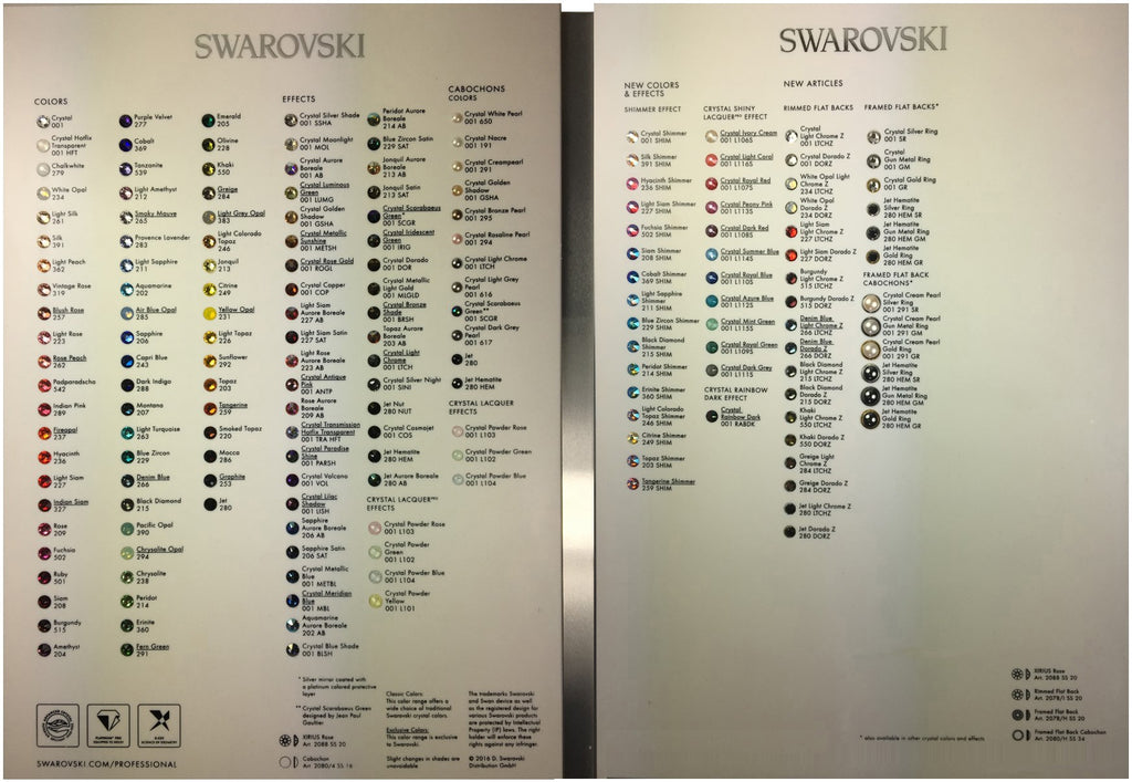 Swarovski Create Your Style Flat Backs Color Chart - BeadPrism